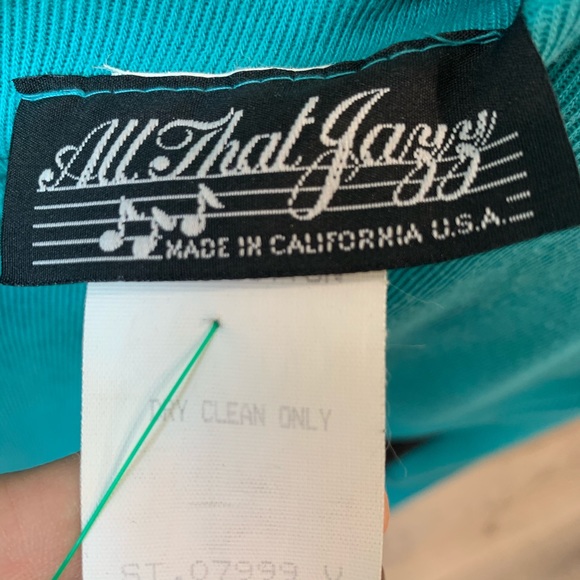 All That Jazz Vintage Teal Blue Long Sleeve Dress - Picture 3 of 3